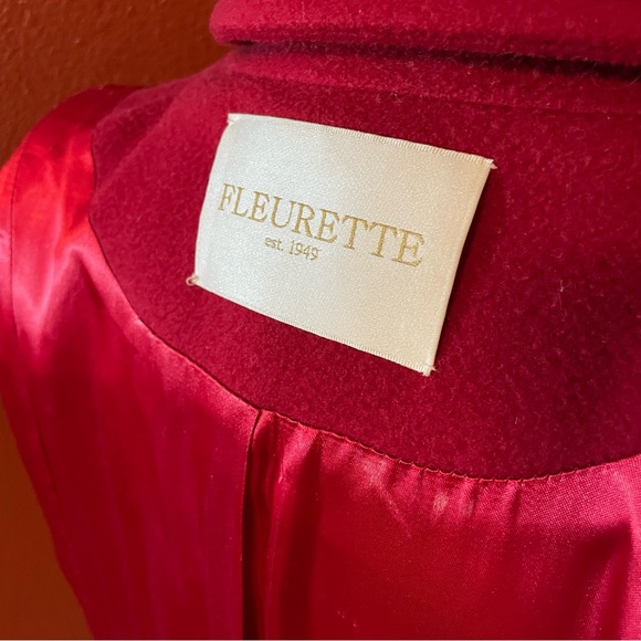 Fleurette x Loro Piana Women’s Timeless 100%‎ Wool Red Double Breasted Pea Coat - Picture 3 of 9
